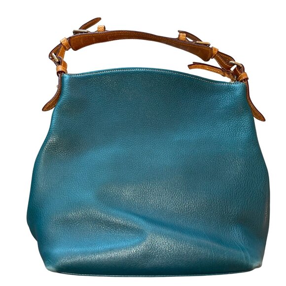 Dooney Burke Womens Shoulder Bag Blue Dillen Pocket Sac Purse Classic - Picture 13 of 14